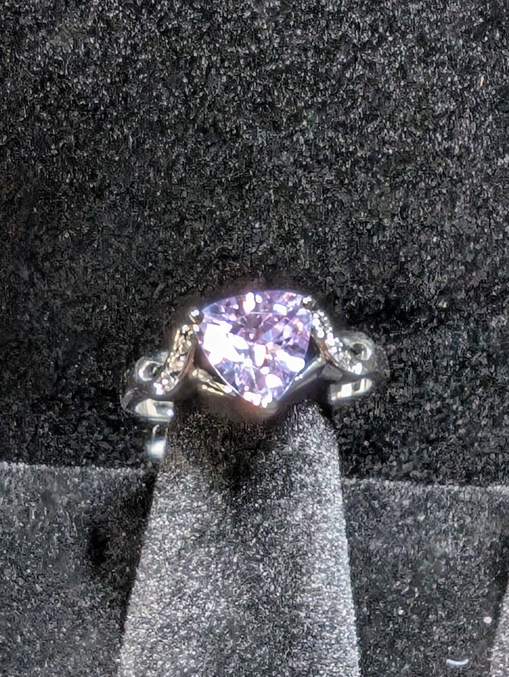 Lavender Heart-Cut Cubic Zirconia Silver Ring - Women Jewelry